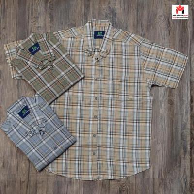 پیراهن آستین کوتاه مردانه M-2XL چهارخانه