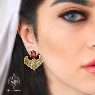 گوشواره برنجی شمسه قلمزنی