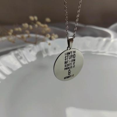 گردنبند استیل دایره حکاکی متن دلخواه(ارسال رایگان)