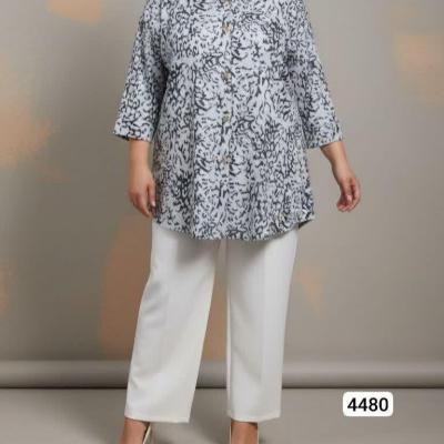 مانتو تونیک زنانه کبریتی طرحدار سایز بزرگ