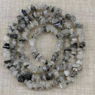 ریسه سنگ کوارتز روتایل سیاه کیفیت درجه یک (طول ریسه 40 سانتیمتر است)