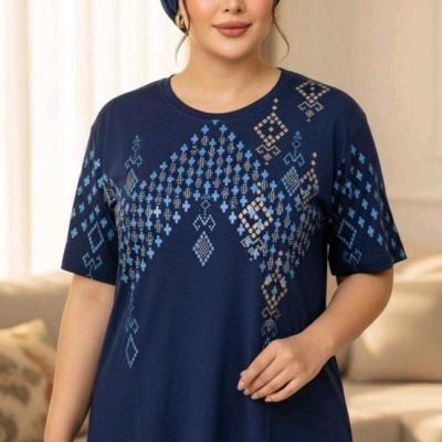 بلوز زنانه مجلسی آستین کوتاه نگینی سایز بزرگ رنگ بندی