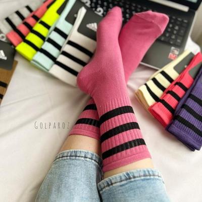 جوراب ساقدار رنگی طرح سه خط