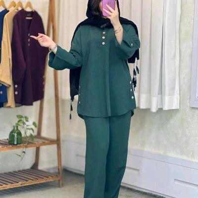 مانتو شلوار زنانه شانتون مدل ست ساناز