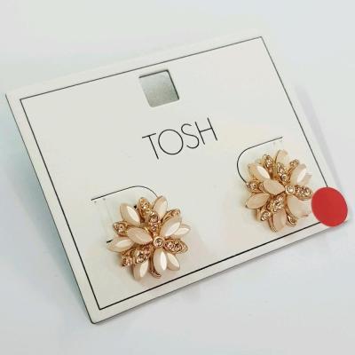 گوشواره طلایی طرح گل نگین دار ، بسیار زیبا و مجلسی از برند آلمانی TOSH