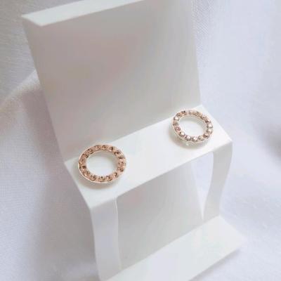 گوشواره دایره ای نگیندار رزگلد نقره 925 وارداتی