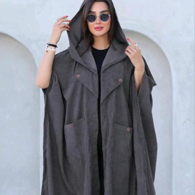 پانچو زنانه مخمل کبریتی مدل کلاهدارالیزا