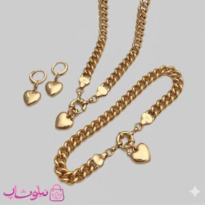 سرویس بدلیجات زنانه ژوپینگ طلایی مدل کارتیه قلبی کد 17991