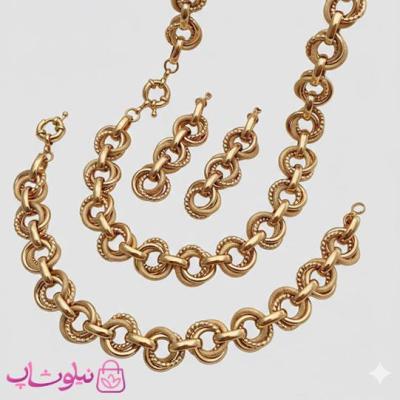 سرویس بدلیجات زنانه ژوپینگ طلایی مدل زنجیری درشت کد 3500