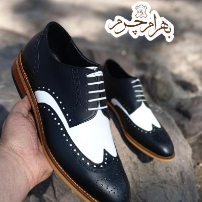 کفش مردانه مجلسی شیک چرم طبیعی مدل ویلسون دورنگ