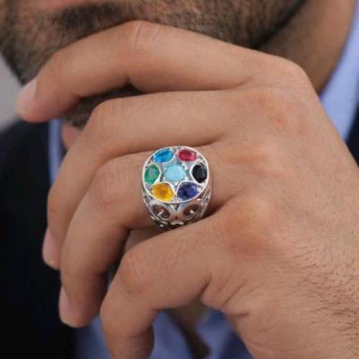 انگشتر وارداتی طرح هفت جواهر