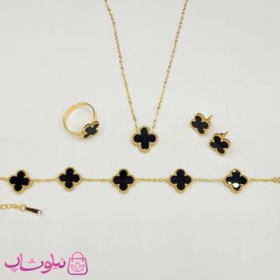 سرویس زنانه طرح ونکلیف مشکی طلایی کد 299