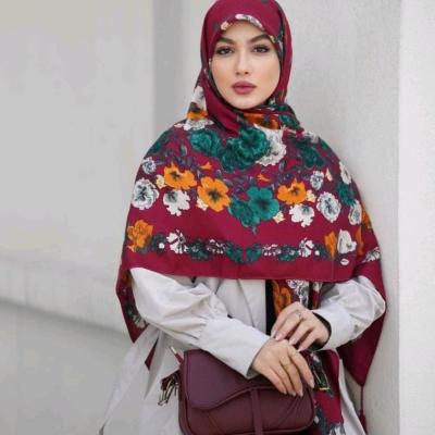 روسری زنانه چهار فصل نخ پنبه سیا اسکارف-156916
