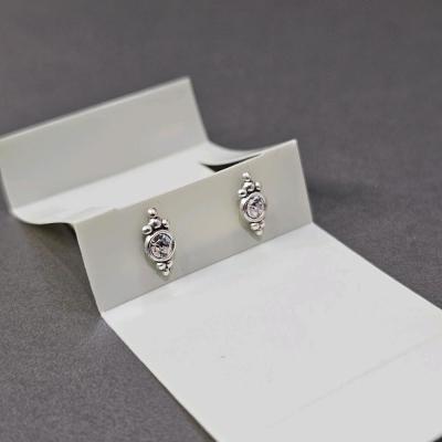 گوشواره سیاه قلم نگیندار نقره 925 وارداتی