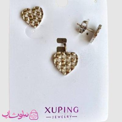 نیم ست زنانه ژوپینگ طرح قلب نقره ای ظریف نگیندار کد 2891