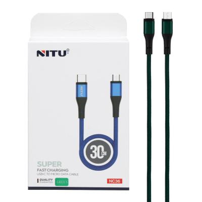 کابل شارژ پاوربانک فست NITU Type-C to Micro USB مدل NC36