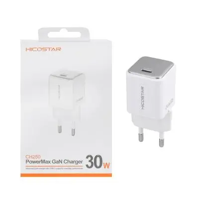 شارژر دیواری PD و فست تک پورت Hicostar مدل CH250 GaN 30W