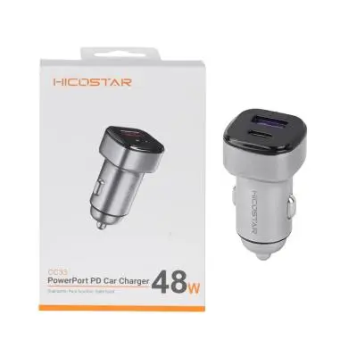 شارژر فندکی فست و PD دو پورت Hicostar مدل CC33 48W