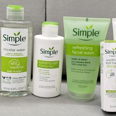 روتین پوستی سیمپل ( ژل شستشو ،کرم آبرسان ، تونر ، میسلار ،کرم دور چشم)