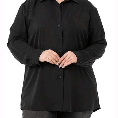 شومیز سایز بزرگ یقه کلاسیک سرآستین دکمه