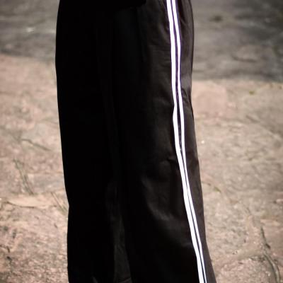 شلوار کتان مشکی نواردار کمرکش بگ