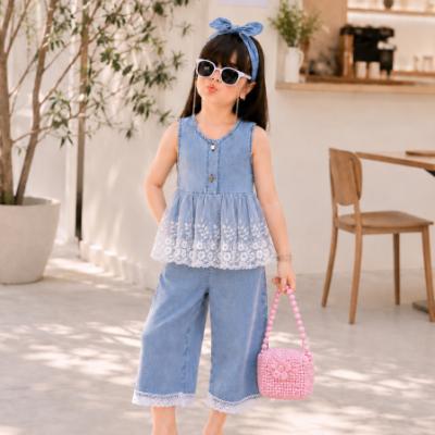 ست تاپ و شلوار جین دخترانه ، مناسب حدود 2 تا 8 سال
