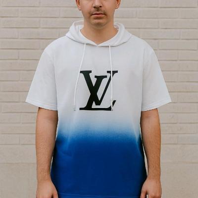 هودی آستین کوتاه باکسی نخی تیشرت کلاهدار باکسی