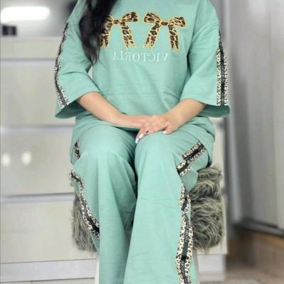 ست تیشرت شلوار زنانه مدل ویکتوریا جنس گلکسی پنبه درجه یک