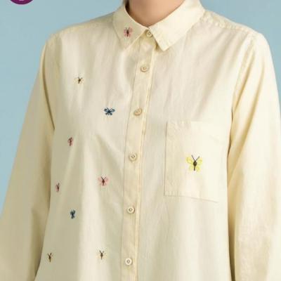 مانتو شومیزی زنانه الیاف طبیعی گلدوزی پروانه