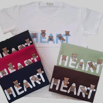 تیشرت زنانه نخ پنبه طرح تدی قلب