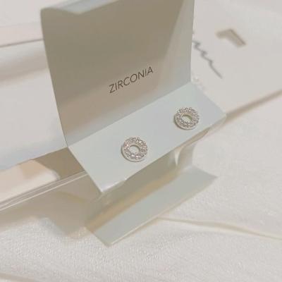 گوشواره ظریف نگیندار zirconia نقره 925 وارداتی