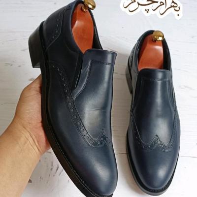کفش مردانه مجلسی چرم طبیعی مدل هاوانا سرمه ای