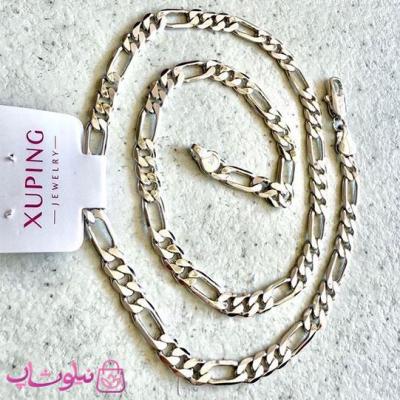 زنجیر ژوپینگ فیگارو نقره ای رنگ طول 50 سانت و عرض 6 میل کد 8991