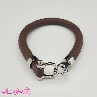 دستبند امگا رابر رنگ موکا (تناژ قهوه ای) با قفل نقره ای کیفیت مستر کد 900