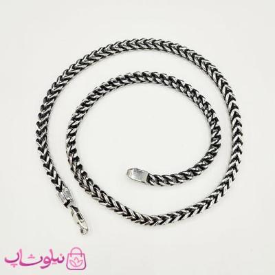 گردنبند مردانه فرانکو (میرو) سیاه قلم پهن وزن دار کد 700