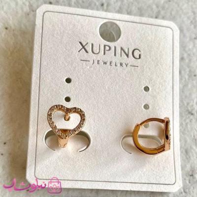 گوشواره دخترانه ژوپینگ قلب نگیندار کوچک کد 2691