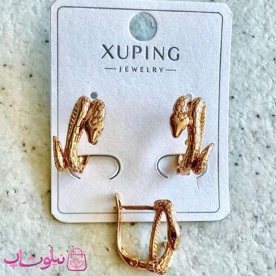گوشواره زنانه ژوپینگ طلایی طرح مار کد 290