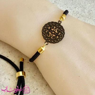 دستبند زنانه آسانسوری مدل گل مشکی کد 159
