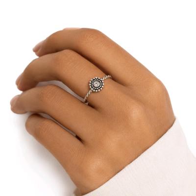 انگشتر سیاه قلم تک نگین ظریف نقره 925 وارداتی