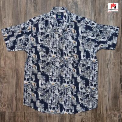 پیراهن آستین کوتاه مردانه کتان قواره دار XL-2XL
