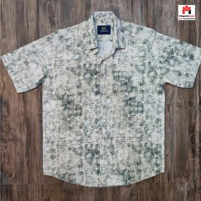 پیراهن آستین کوتاه مردانه کتان قواره دار M-2XL