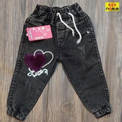 شلوار لی اسلش دخترانه قلب سایز 45-55