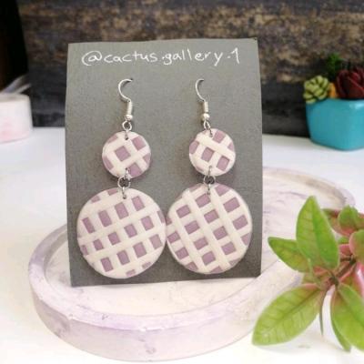 گوشواره خمیری چارخونه یاسی