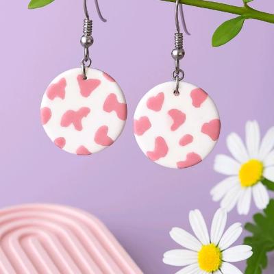 گوشواره خمیری صورتی پلنگی