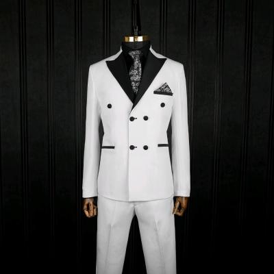 کت شلوار تاکسیدو دبل برست سفید کرپ