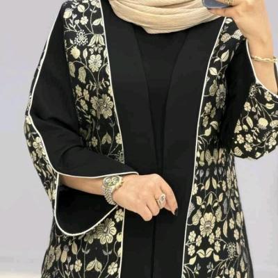 مانتو مجلسی کرپ مدل سوزن دوزی طرح گل