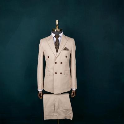 کت و شلوار مردانه کرم دیپلمات دبل برست عالیجناب