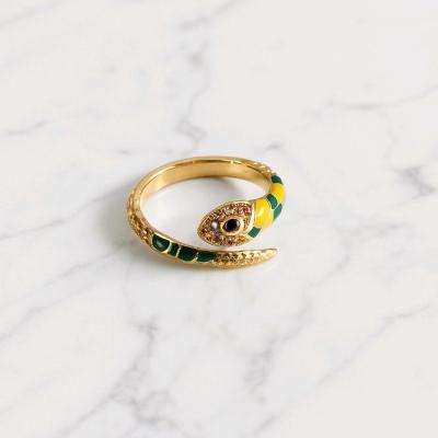 انگشتر طرح مار رنگ ثابت نگین دار