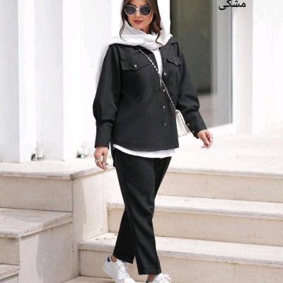 مانتو شلوار زنانه مدل ست مانتو شلوار تابستونی زنانه مدل بهارک جنس مکانیک پرشین+داکرون